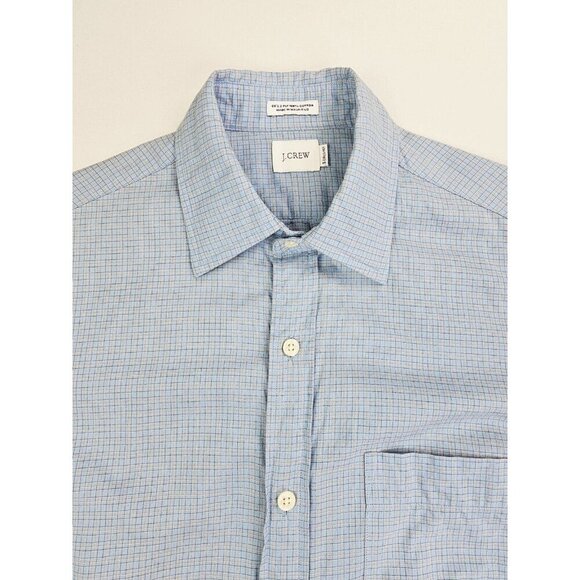 J. Crew Size Small 14.5-15 Mens Blue Orange White Check Long Sleeve Cotton Shirt - Picture 5 of 9